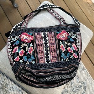 Fun and perfect for fall cloth bucket bag by Johnny Was